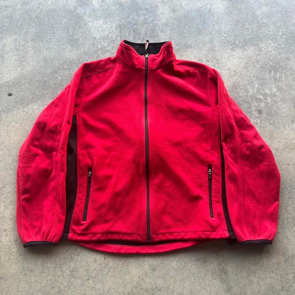 L.L. Bean red and black fleece full zip up jacket XL tall